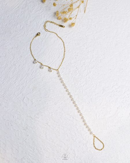 white beads gold leg chain anklet