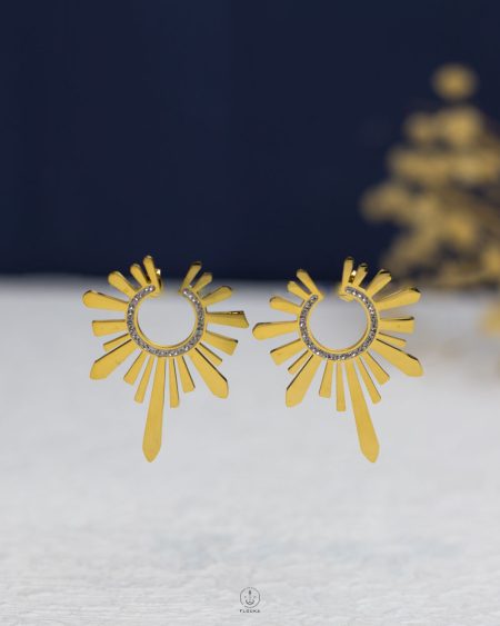 silver struas gold sun shine earring