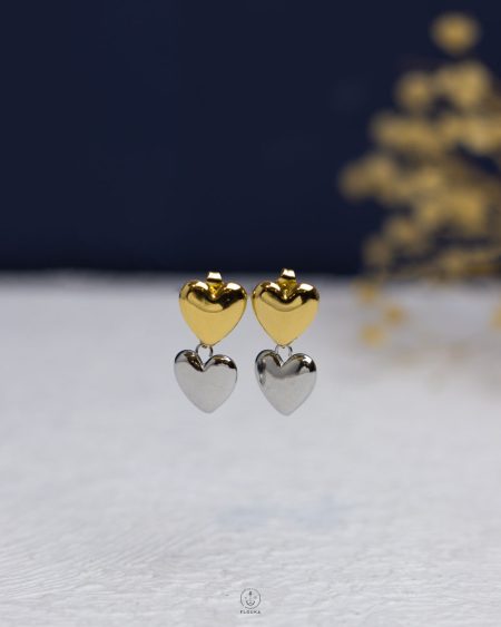 gold & silver heart earring