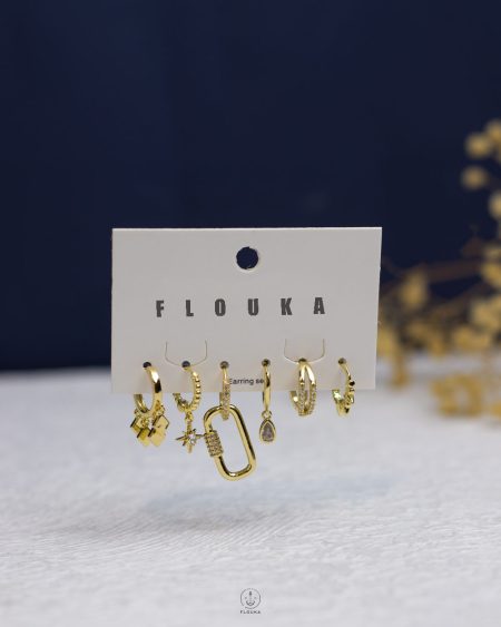 gold plated lock earrings set