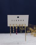 gold plated red earrings set