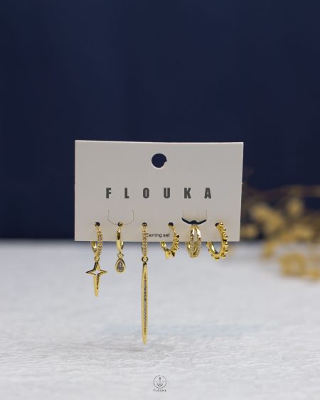 gold plated space star earrings set