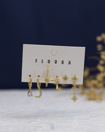 gold plated SPACE STAR earrings set