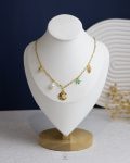 gold seashell & white beads gold rope necklace