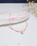 free size tiny pink beads & seashell anklet