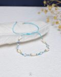 blue free size tiny heart beads & seashell bracelet