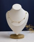 white Pearl beads gold balls necklace