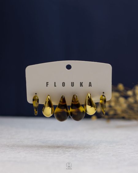 gold eye tear gold CCB & tiger acrylic earring set