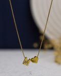 gold litter M heart necklace