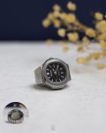silver & black patek philippe watch ring
