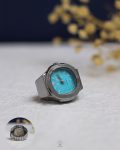 silver & turquoise patek philippe watch ring