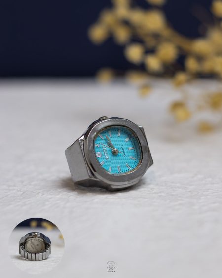 silver & turquoise patek philippe watch ring