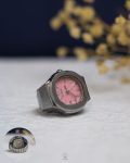 silver & pink patek philippe watch ring
