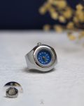 silver & blue rolex watch ring