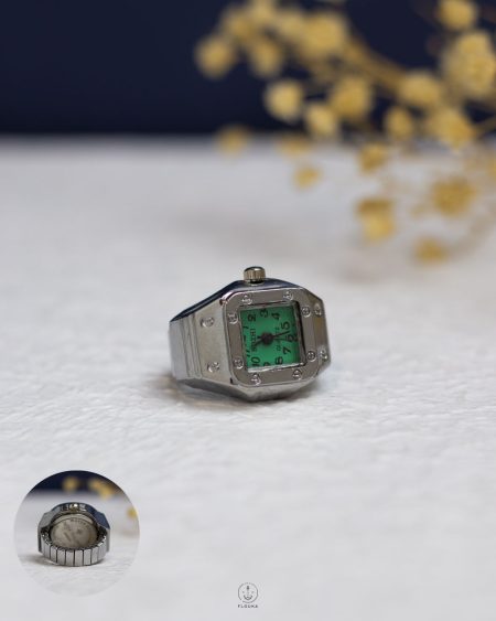 silver & green bozhi watch ring