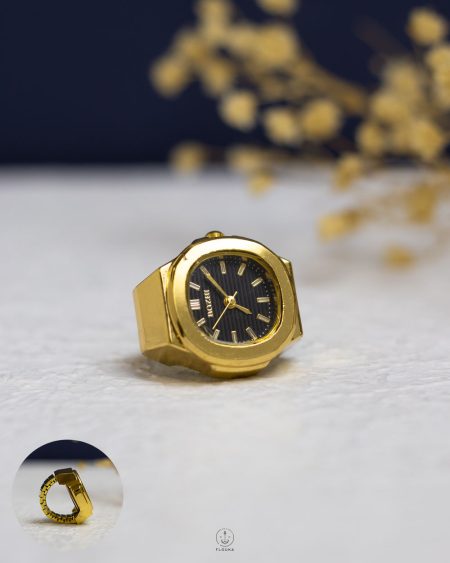 gold & black patek philippe watch ring