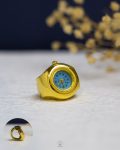 gold & baby blue rolex watch ring