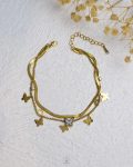 double layer gold butterfly snake bracelet