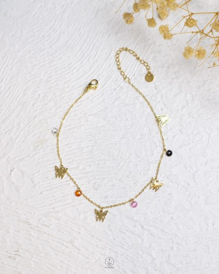 colorful struas gold butterfly ankelet