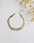 double layer gold snake tennis & gold balls bracelet