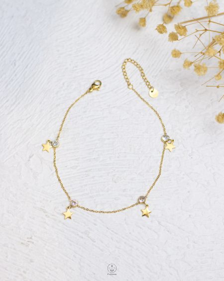 white struas gold star ankelet