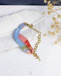 baby blue fabric gold rose bracelet