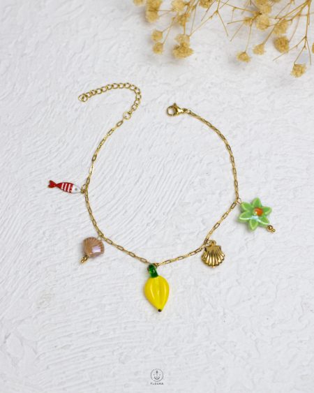 colorful acrylic charms gold ankelet