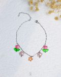 colorful acrylic charms silver ankelet