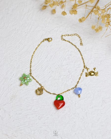 colorful acrylic charms gold ankelet