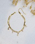 double layer crystal gold snake ankelet