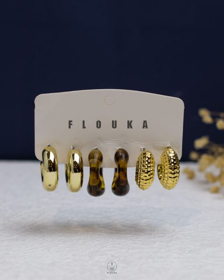 gold CCB & tiger acrylic earring set