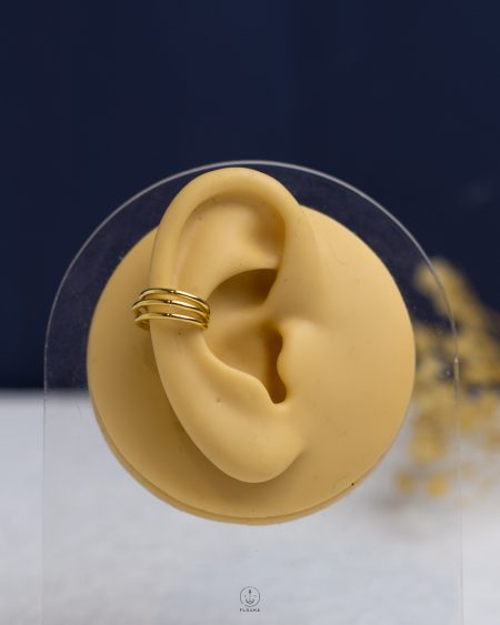 tiny triple layer gold cuff earring