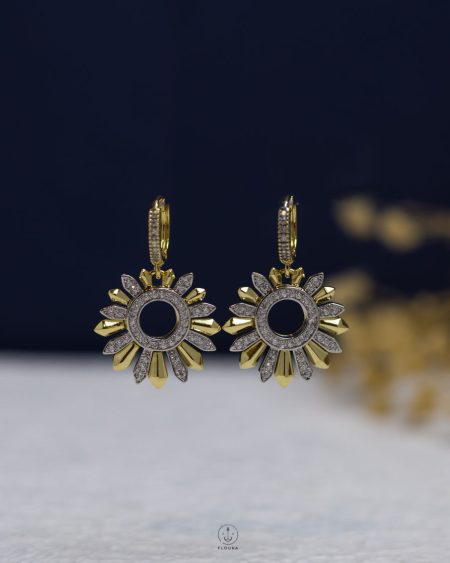 silver struas gold sun shine earring