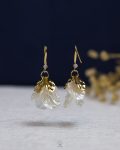 white acrylic gold seashell earring