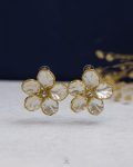 white rasin gold flower earring