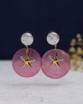 Fuchsia Acrylic gold seastar earring