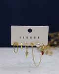 gold plated red struas earrings set
