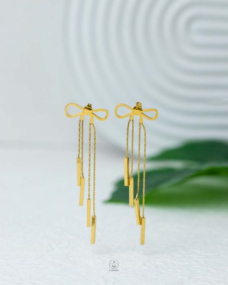 gold tie earrings
