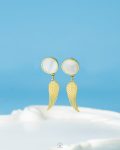 tiny white rasin gold wing XP earring