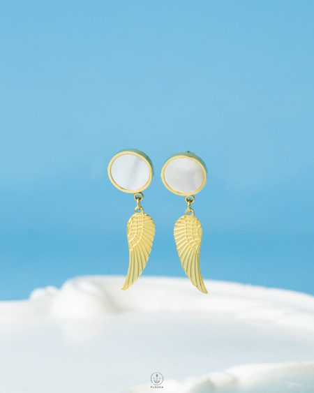 tiny white rasin gold wing XP earring