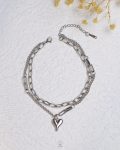 double layer silver heart rope ankelet
