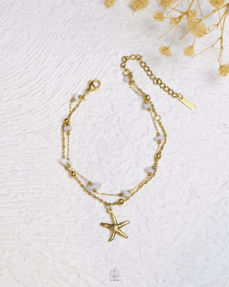 double layer seashell & stone gold bracelet