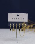 gold plated black struas earrings set