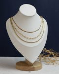 triple layer gold snake & rope necklace