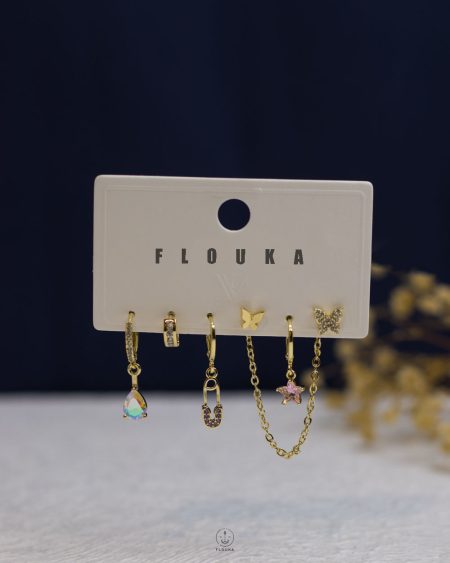 gold plated struas butterfly earrings set