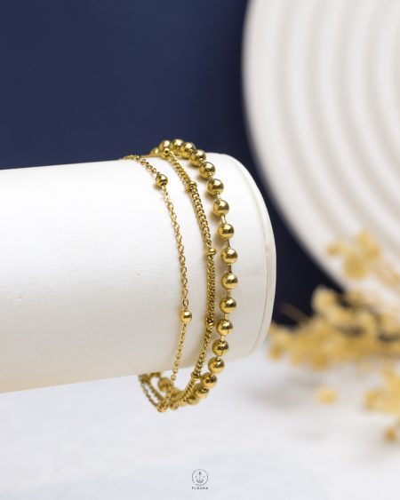 three layer gold ball bracelet