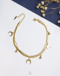 double layer crescent gold snake ankelet