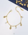 white bead gold seashell bracelet