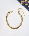 double layer white tennis gold snake bracelet