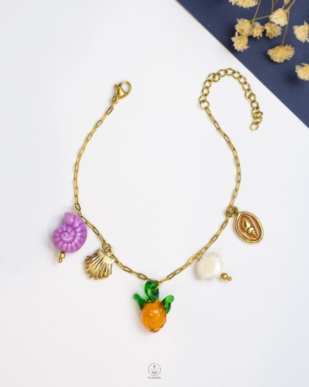 colorful acrylic charms silver bracelet